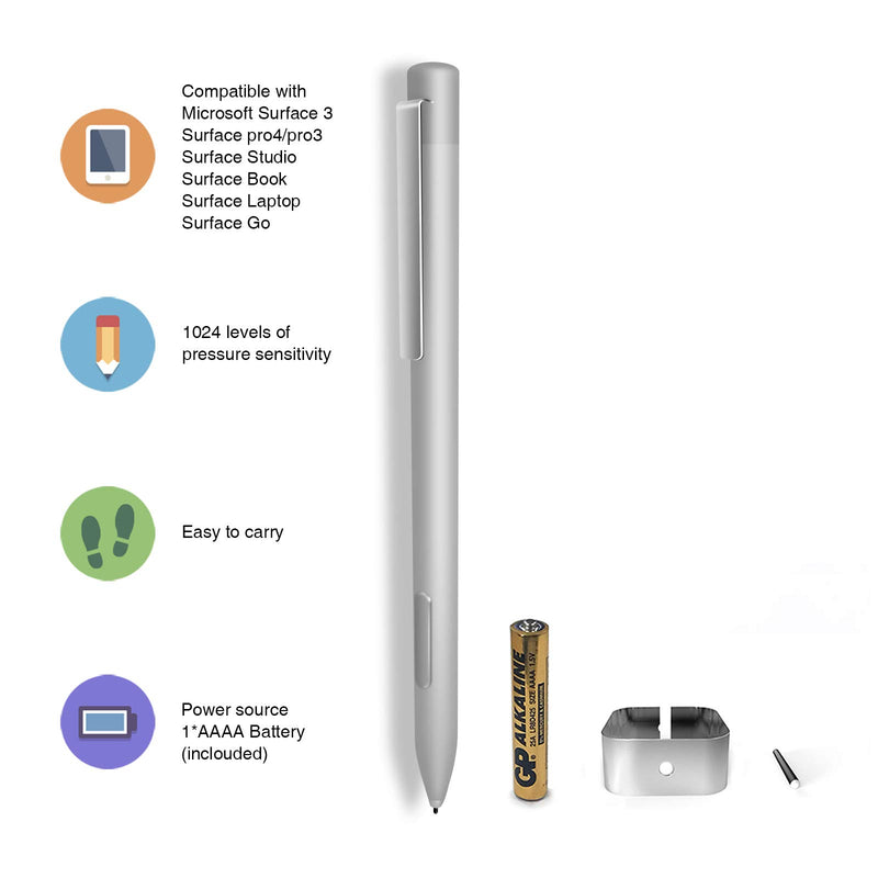 Stylus Pen for Microsoft Surface, SkyMirror Magnetic Digital Pen Compatible with Surface Pro X/7/6/5/4/3, Surface Book 3/2/1, Surface Go, Surface Laptop with 1024 Pressure Sensitivity (Sliver) sliver - LeoForward Australia