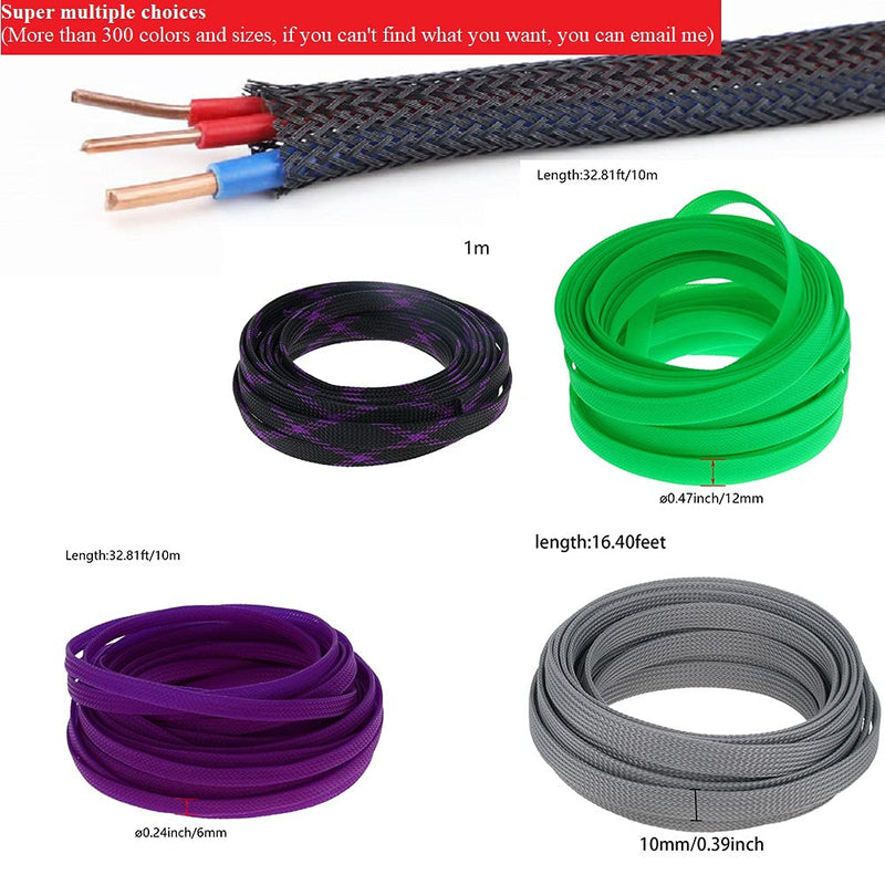  [AUSTRALIA] - Bettomshin 1Pcs 16.4Ft Expandable Braid Sleeving, Width 8mm Protector Wire Flexible Cable Mesh Sleeve Purple for Television Audio Computer