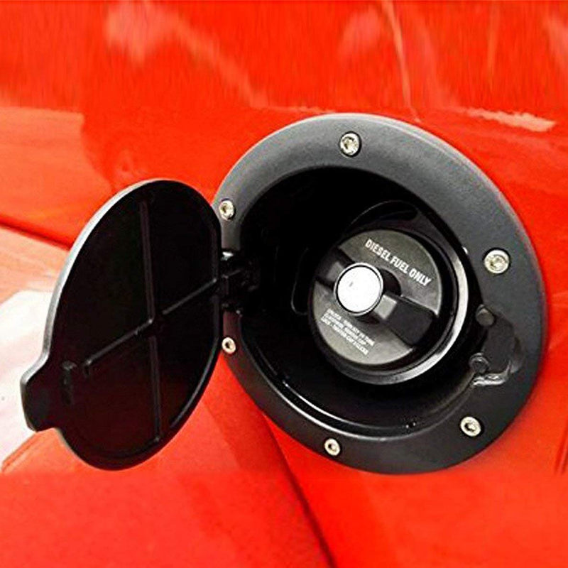 HOCOLO Aluminum Gas Cap Fuel Filler Door Gas Tank Cover for Jeep Wrangler JK & Unlimited Exterior Accessories Parts Off Road Sport Rubicon Sahara 2007-2018(Black) - LeoForward Australia