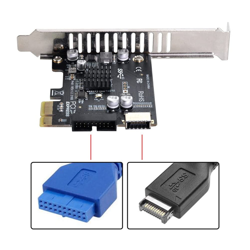  [AUSTRALIA] - Xiwai 5Gbps Type-E USB 3.1 Front Panel Socket & USB 2.0 to PCI-E 1X Express Card VL805 Adapter for Motherboard BLACK PCI-E CARD