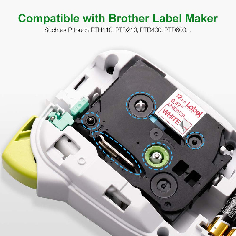  [AUSTRALIA] - Label KINGDOM Compatible Labels Replacement for Brother TZe-232 TZ-232 Red on White P Touch TZe Label Tape 12mm 0.47 Inch Laminated for PT-D210 PT-D400 PT-D200 PT-H110 Label Maker, 2-Pack