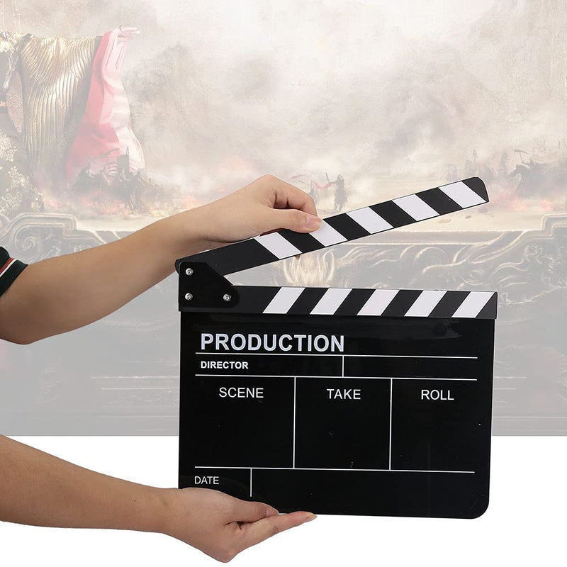  [AUSTRALIA] - Acouto Director Clip Board Acrylic Director Scene Clapperboard TV Movie Action Board Film Cut Prop with Pen Directors Clapperboard 11.8 x 9.8 x 0.7inch (Black) Black
