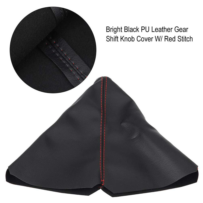  [AUSTRALIA] - Universal Pu Leather Gear Stick Cover Auto Manual Gear Shifter Gaiter Boot Red Stitch Black Shift Cover Gear Stick Dust Cover Shifter Boot
