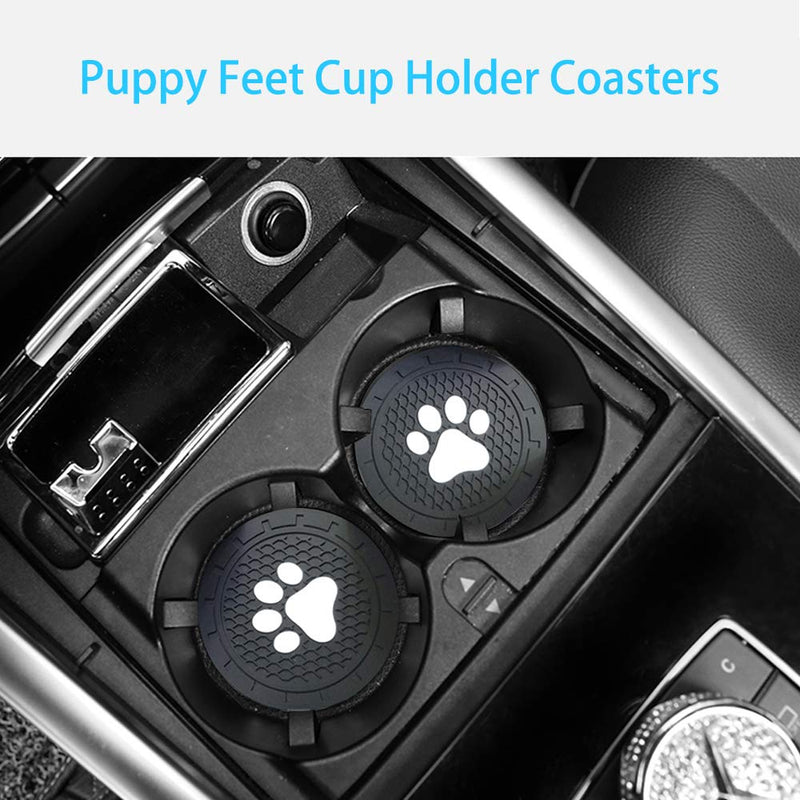  [AUSTRALIA] - BukNikis Cup Holder Coasters-Car Interior Accessories 2.75 inch Silicone Anti Slip Dog Paw Car Coaster for Jeep Audi BMW Ford Mustang Cadillac Dodge Toyota-Universal (Pack of 2)