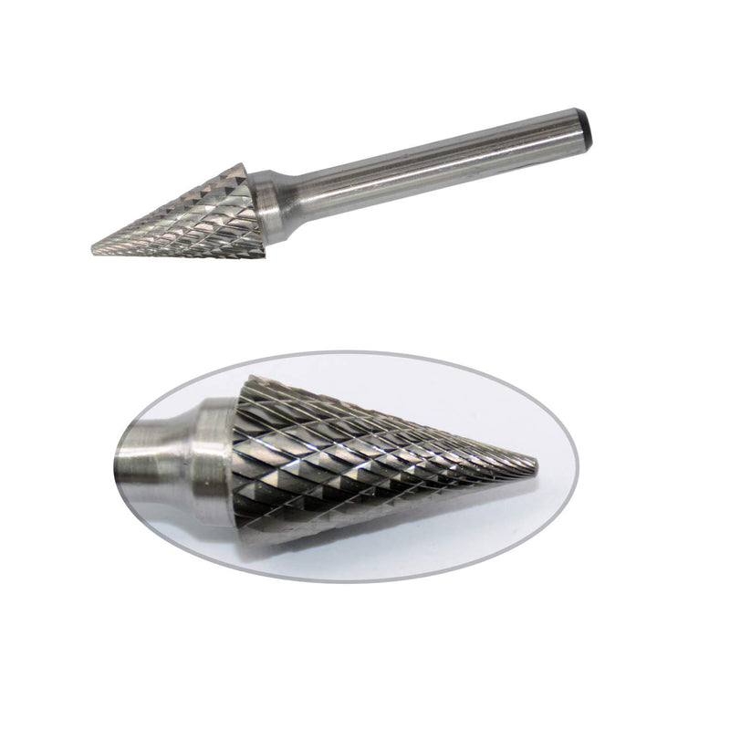 SM-5 Tungsten Carbide Burr Rotary File 25 Degree Pointed Cone Shape Double Cut with 1/4''Shank for Die Grinder Drill Bit - LeoForward Australia