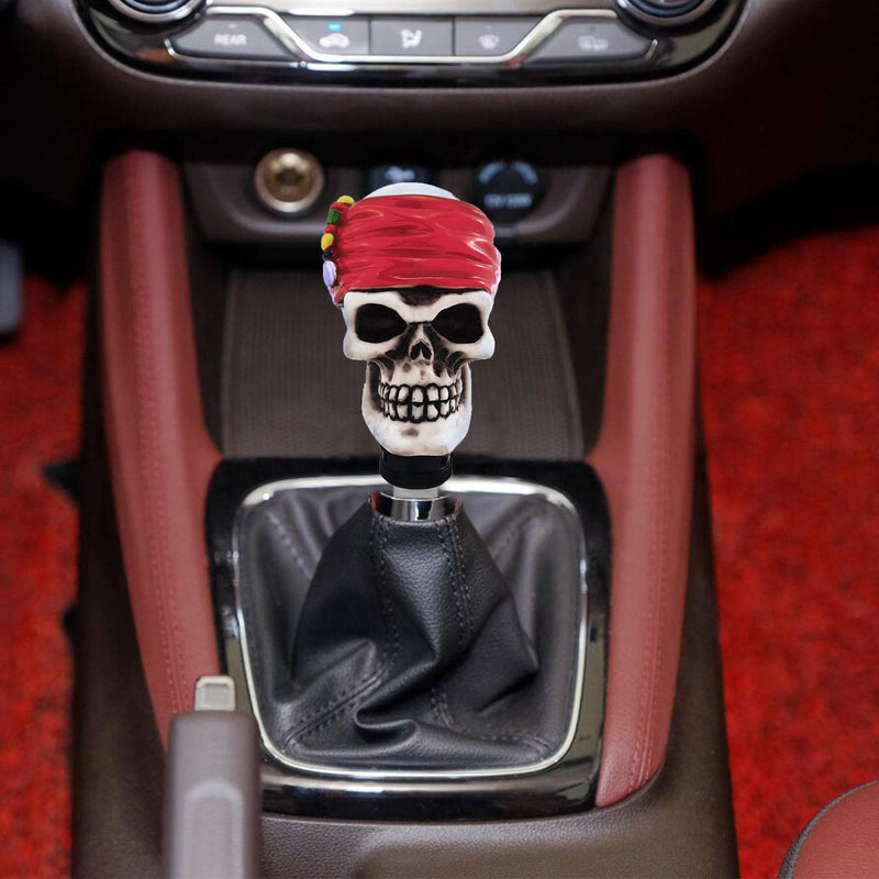  [AUSTRALIA] - Arenbel Skull Gear Knob Stick Shifting Shift Knobs Car Lever Handle of Pirate Style fit Most Universal Manual Automatic Vehicle, Red
