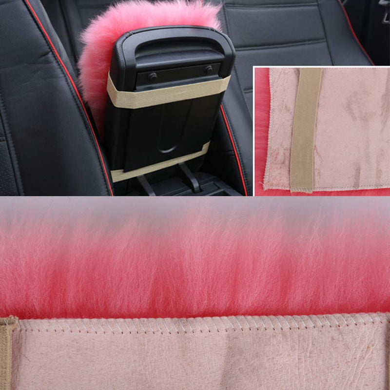  [AUSTRALIA] - Forala Auto Center Console Pad Furry Sheepskin Wool Car Armrest Seat Box Cover Protector Universal Fit (W-Pink) W-Pink