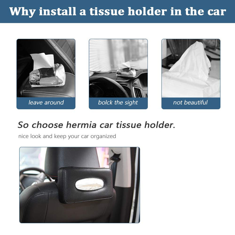  [AUSTRALIA] - HerMia Leather Tissue Holder for Car, Car Back Seat Headrest Hanging Tissue Boxes Holder Case, Multi-use Car Tissue Paper Holder with One Tissue Refill for Car & Truck (Black) 1-Black-Hanging