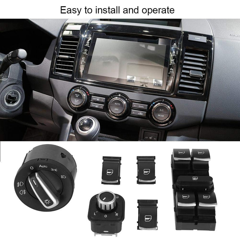 KIMISS 6Pcs Car Headlight Rearview Mirror Power Windows Switch Button Control for VW Passat CC Jetta - LeoForward Australia