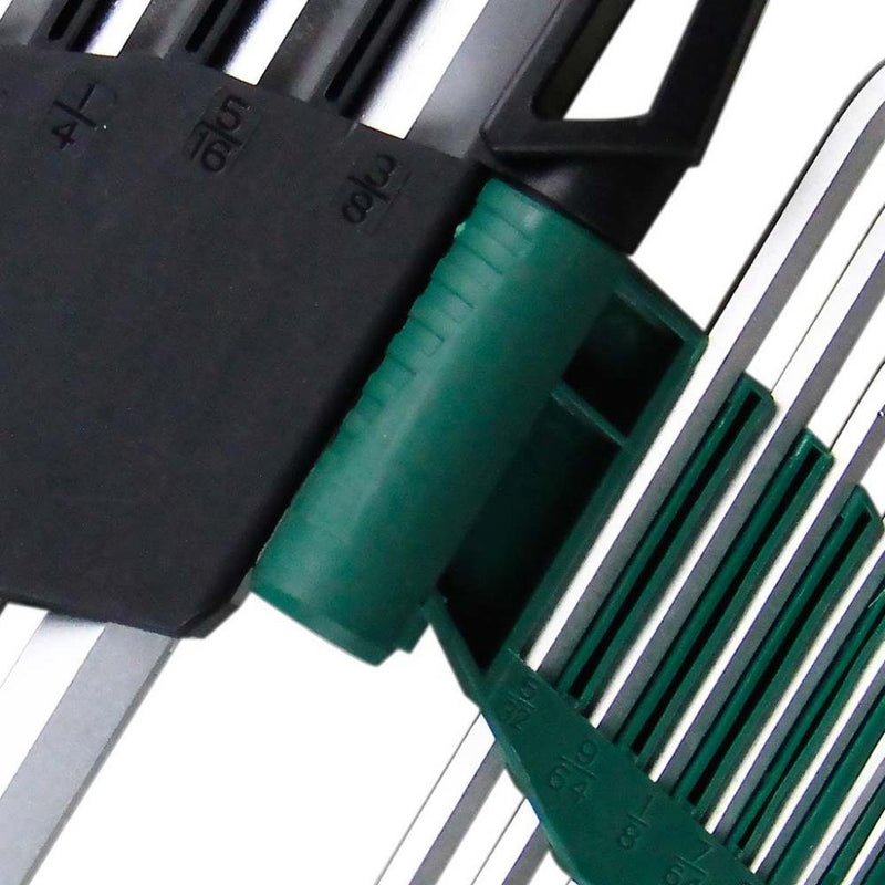  [AUSTRALIA] - SATA 12-Piece Long Arm SAE Hex Key Set with Chamfered Tips and Green Nylon Fiber Carrying Caddy - ST09108SJ 12 Pc., Long Arm, Hex Key Set,  SAE