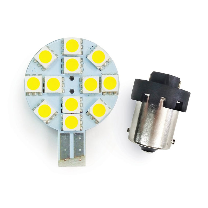  [AUSTRALIA] - RV LIGHTING PWM 2-in-1 (Universal) Eco-LED Cold White LED Bulb, with 12 SMD 5050 & Side T10 & BA15S ConnectorsWBU-PWM-CW12