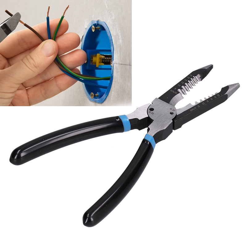  [AUSTRALIA] - 55# Steel Wire Stripper with Broken Wire Holes Multi Tool Needle Nose Wires Pliers Stripper Pointed Mouth Metric