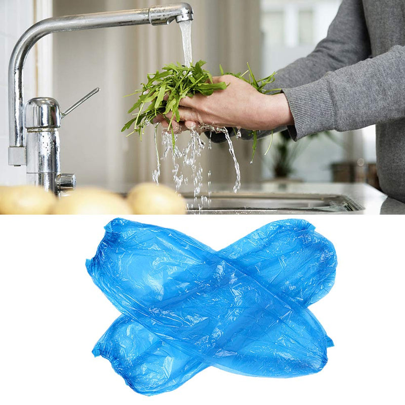  [AUSTRALIA] - AKOAK 100 Pcs/set Disposable Plastic PE Arm Cover, Household Kitchen Hotel Cleaning Accessories Waterproof Sleeve Adult Arm Sleeve Long Sleeve