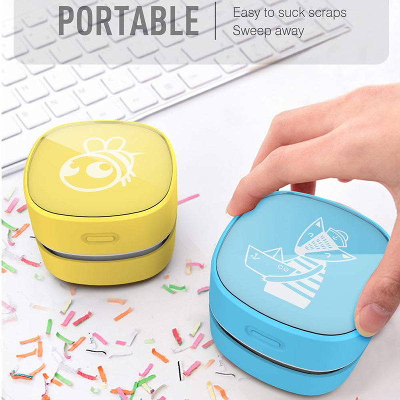  [AUSTRALIA] - ODISTAR Desktop Vacuum Cleaner,Mini Table dust Sweeper Energy Saving,High Endurance up to 400 mins,Cordless&360º Rotatable Design for Cleaning Hairs,Crumbs,Computer Keyboard of Gifts for Kids (Blue) Blue