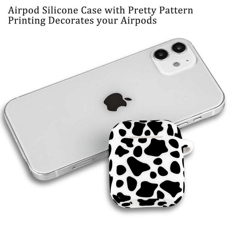 Airpod Case Soft Silicone Flexible Skin Cow Print LitoDream Airpods Case Cover for Apple AirPods 2&1 Cute for Girls with Keychain (Cow) - LeoForward Australia