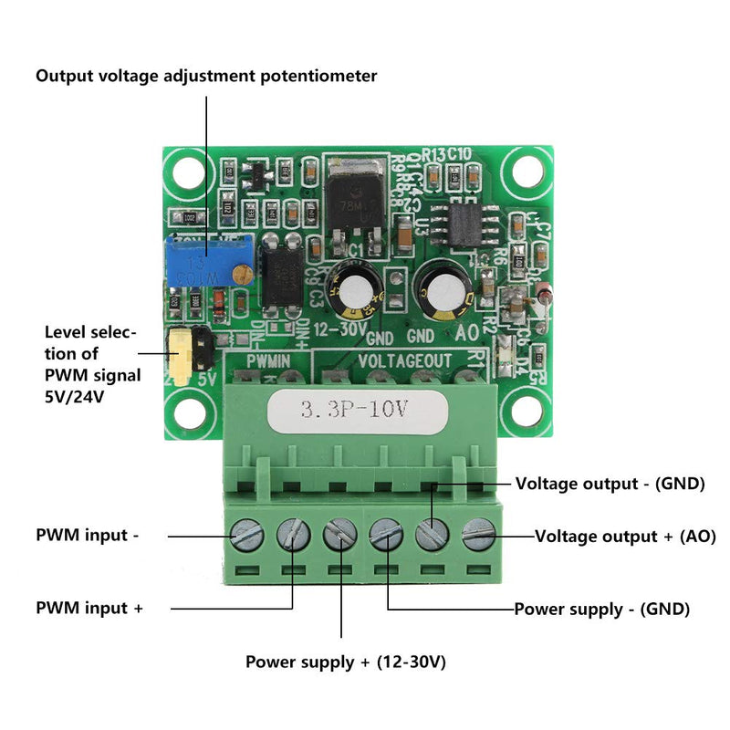  [AUSTRALIA] - Ailao Digital Analog PLC Module, Voltage PWM Signal Converter PWM Signal to Voltage Converter PWM Voltage Converter Module D/A 3.3V PWM Signal to 0-10V