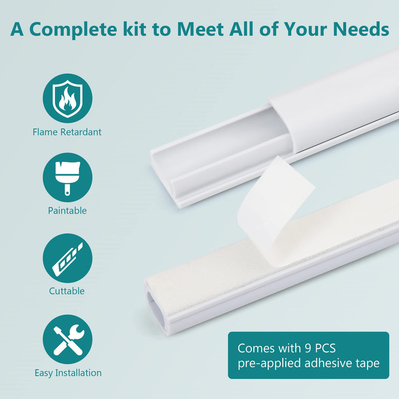  [AUSTRALIA] - One Cord Cover Wall - 153in Mini Wire Hider, Wire Cover for Hiding Speaker Wire, Baby Monitor Cord - Paintable Wire Channel for Cable Concealer, 9X L17in W0.5in H0.35in, CMR05 White Small