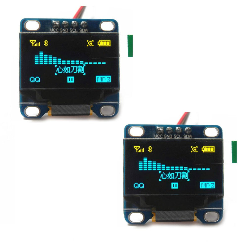  [AUSTRALIA] - DIYmall 0.96" Inch Blue and Yellow I2c IIC Serial 128x64 OLED LCD Module for Arduino Display Raspberry Pi 51 Msp420 STIM32 SCR Micro:bit(Pack of 2pcs)