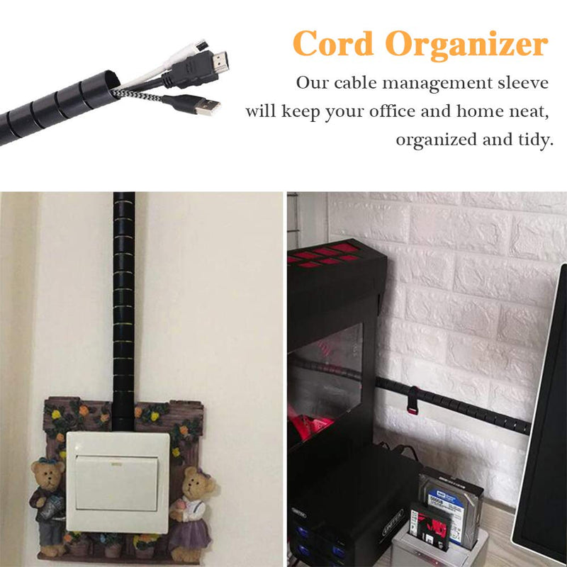  [AUSTRALIA] - Black Spiral Winding Cable Management Pipe Wire Wrap Line Coiled Tube, Flexible Cord Covered Protective Bundler Sleeve Hose for Office, Computer, TV, and Car (Length 10ft- Dia 1.1inch)