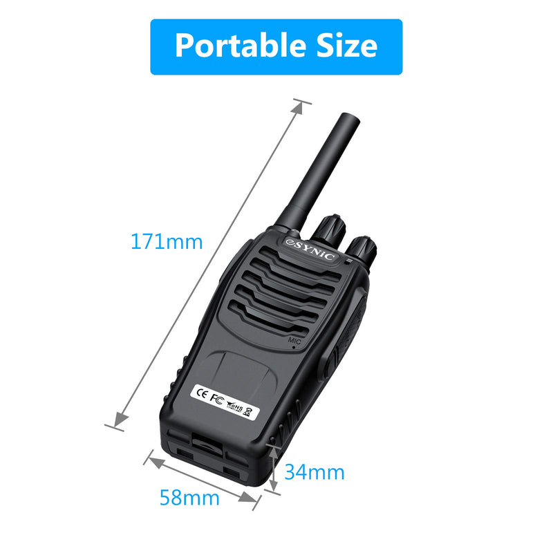 eSynic Rechargeable Walkie Talkies with Earpieces 2pcs Long Range Two-Way Radios 16 Channel UHF USB Cable Charging Walky Talky Handheld Transceiver with Flashlight - LeoForward Australia