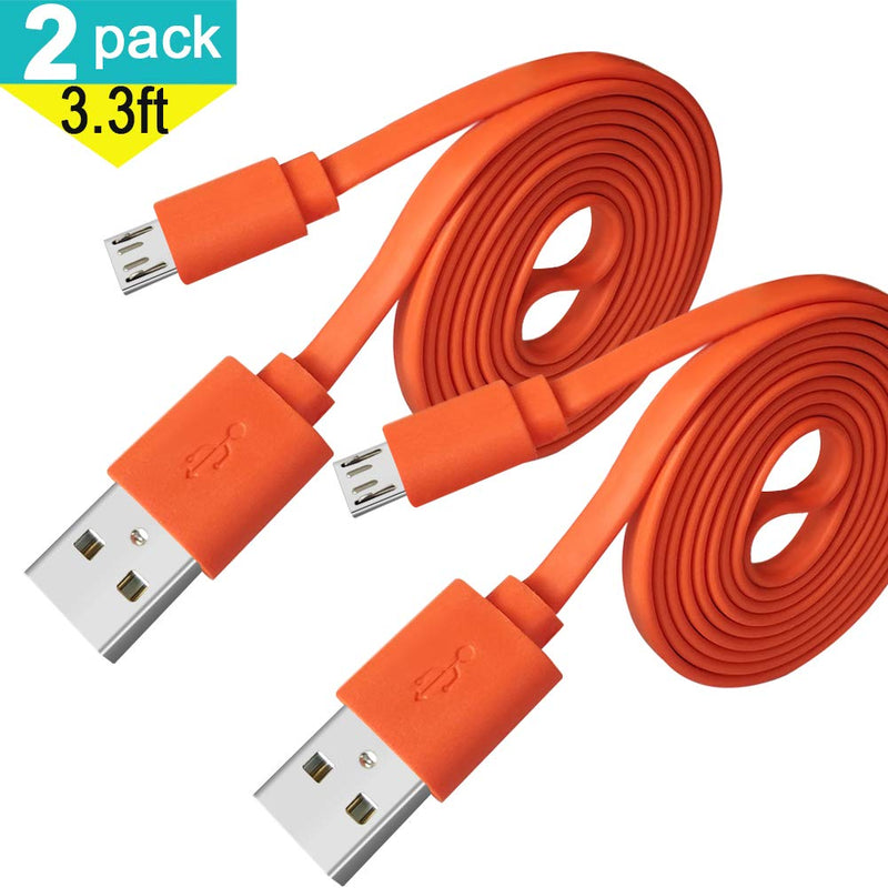  [AUSTRALIA] - 2 Pack Replacement Micro USB Charger Flat Cable Cord,Fast Charging Power Supply Cable Line for JBL Speaker Logitech UE Boom GO Xtreme Charge Clip Flip 2 2+ 3 4 Pluse 3.3FT