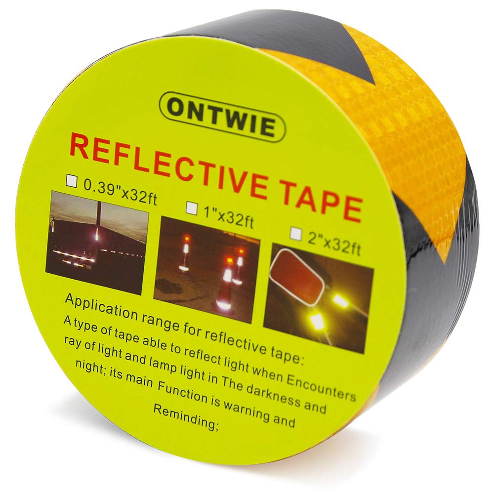  [AUSTRALIA] - Arrow Reflective Tape Yellow Black 2IN X 30FT, Reflective Hazard Warning Tape - High Intensity Reflector Waterproof Conspicuity Safety Tape for Trailer Trucks Cars