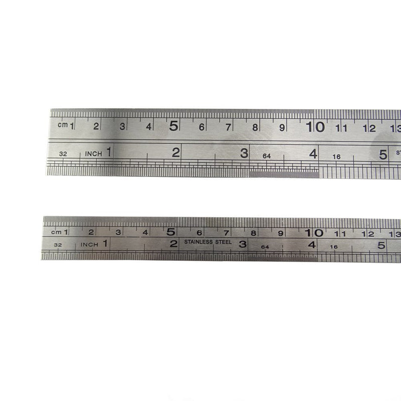  [AUSTRALIA] - Honbay Stainless Steel Ruler 12 Inch and 6 Inch Double Side Measuring Scale Mark Metal Rule For Office Woodworking Engineering