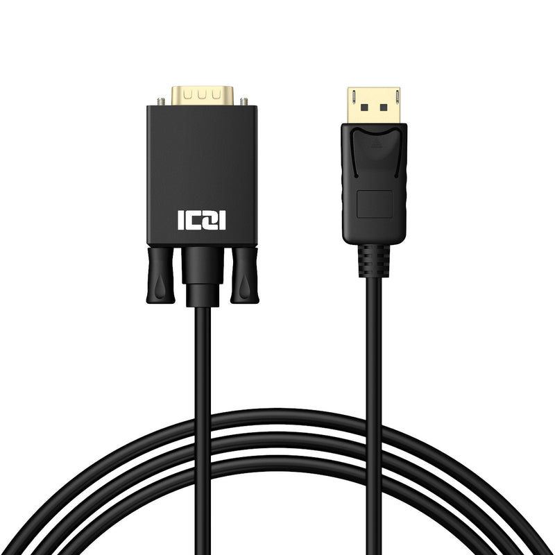  [AUSTRALIA] - ICZI Displayport to VGA Cable 3FT 1080P@60Hz, DP Port to VGA Adapter Cable Male to Male Gold-Plated Cord Compatible for Lenovo ASUS HP DellDesktop Projector TV Monitor, Black Color 3 Feet