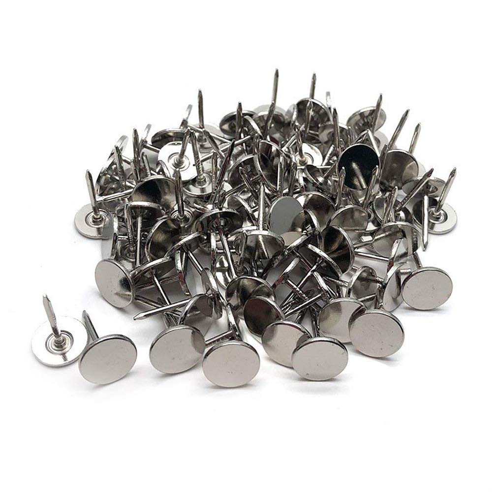  [AUSTRALIA] - Sydien 100Pcs Flat Head Upholstery Tacks Home Furniture Decor Tacks Upholstery Nails Pushpin Thumb Tacks,Silver Tone (11mmx17mm) 11*17mm(100Pcs) Silver