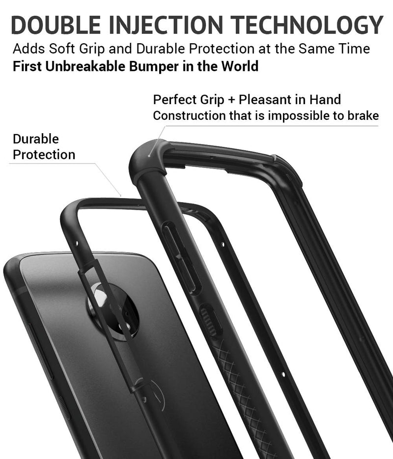 CaseWe - Motorola Moto Z4 Protective Flexible Double Injection Technology (TPU+PC) Bumper Case Cover/Compatible with Moto Mods - All Matte Black - LeoForward Australia