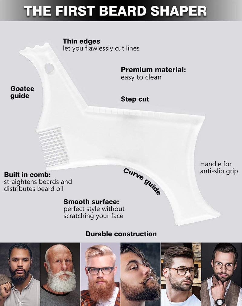 2 Pcs Beard Shaping & Styling Tool With Comb for Perfect line up & Edging For Men's Jaw Cheek/Neck Line, Symmetric/Curve/Step Cut Works with Any Beard Razor Electric Trimmers or Clippers - LeoForward Australia