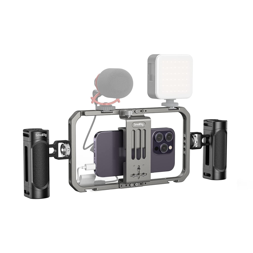  [AUSTRALIA] - SmallRig Universal Phone Video Rig Kit with Handles, Aluminum Handheld Stabilizer for iPhone for Samsung for Pixel and Other Android Phones, for Tiktok/YouTube Live Streaming/Vlogging - 4121