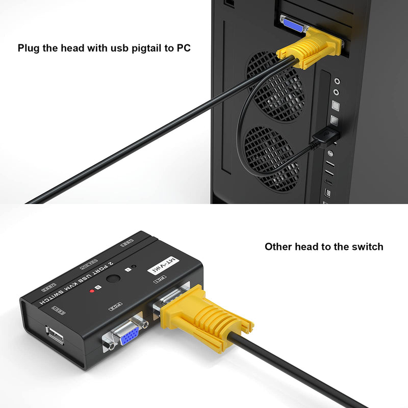  [AUSTRALIA] - MT-VIKI 2-in-1 USB VGA KVM Cable 1.8m (6ft) for USB KVM Switch VGA 6ft