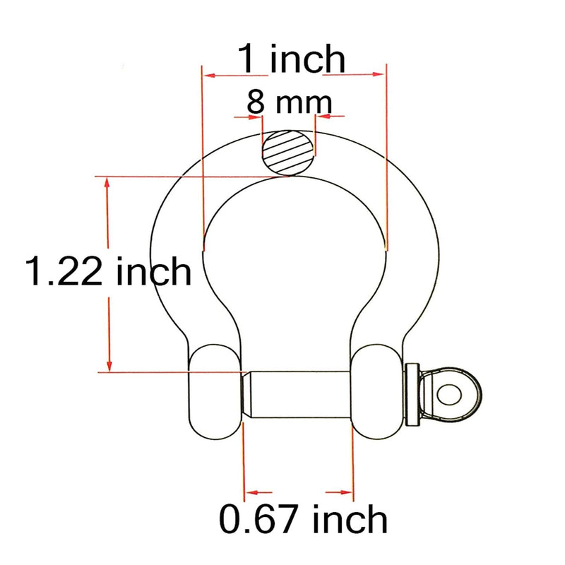  [AUSTRALIA] - 4 Pcs 5/16 Inch 304 Stainless Steel D Ring Shackles 8 mm Screw Pin Anchor Shackle for Traction Steel Wire, 8 mm