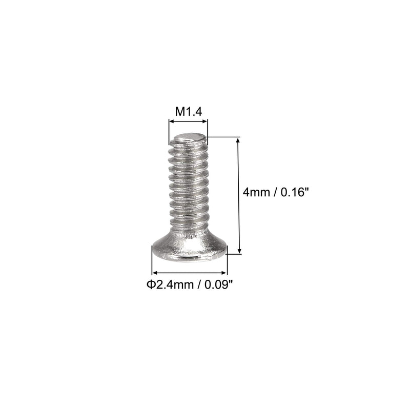  [AUSTRALIA] - uxcell M1.4 x 4mm Phillips Screw Fastener Silver Tone for Laptop PC TV Fan Switch 500pcs