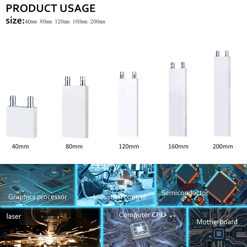  [AUSTRALIA] - Clyxgs Aluminum Water Cooling Block,Liquid Cold Water Plate Heat Sink Water-Cooled Exchanger Head semiconductor Refrigeration Sheet CPU Graphics Radiator Heatsink Endothermic Head (40 x 80 x 12mm)2pcs