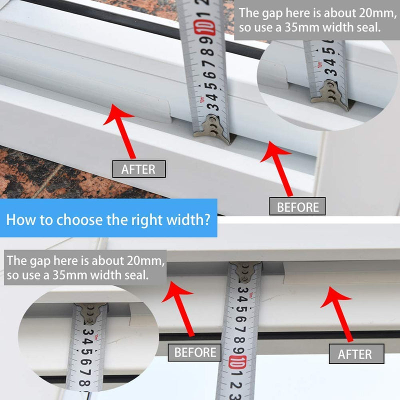  [AUSTRALIA] - TAROSE Weather Stripping, Silicone Door Seal Strip Door, Window, Transparent 16 Feet Long (Width 35mm) 35 mm, 16.5ft Lucent