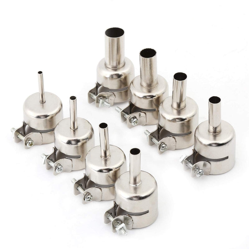  [AUSTRALIA] - 8PCS Nozzles Stainless Steel Round Hot Air Gun Nozzles Kits Hot Air Gun Attachments Soldering Station Repair Tools with Locking Screw (3/4/5/6/7/8/10/12 mm)