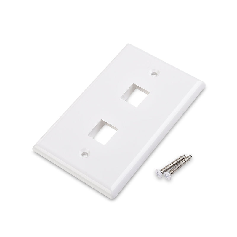  [AUSTRALIA] - Cable Matters 10-Pack Low Profile 2-Port Keystone Jack Wall Plate in White