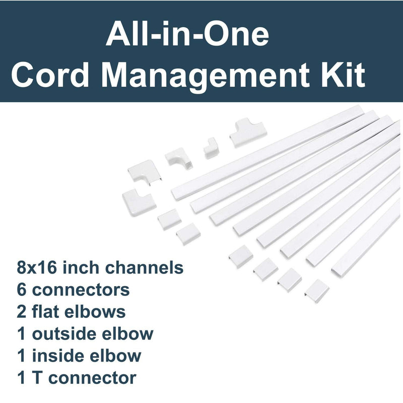  [AUSTRALIA] - Legrand - Wiremold Cable Management Kit, Cord Organizer and Hider, Concealer, C210S Cord Cover Kit, White Cordmate II, 16 inch channels