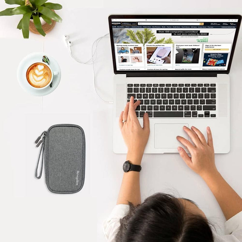  [AUSTRALIA] - Electronics Travel Tech Organizer (2pcs), Portable Carrying Case Bag for Essentials and Accessories (Dark Gray, Two Layers-M) Dark Gray