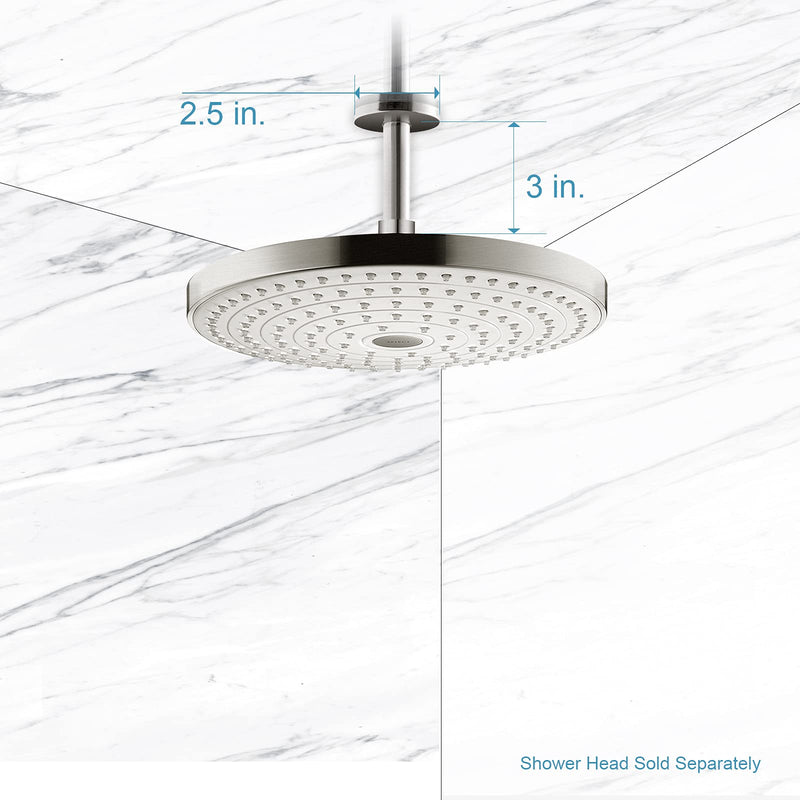  [AUSTRALIA] - OFFO Shower Arm with Flange 3 Inches Ceiling Mount Replacement Rain Shower Head Straight Arm Ceiling-Mounted For Fixed Shower Head & High Pressure Rain Brushed 3 Inch