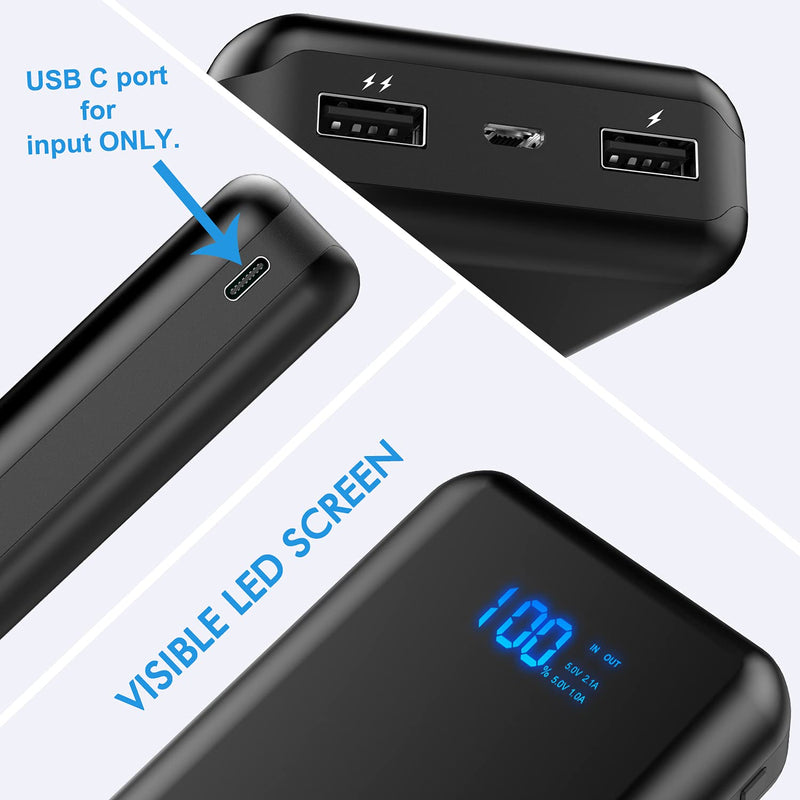  [AUSTRALIA] - Ceeya Portable Charger 26800mAh Power Bank,Battery Phone Charger with 2 outlets & LED Display,Cell Phone External 5V Battery Pack Compatible with iPhone,Smartphones and More.(USB-C for Input ONLY)