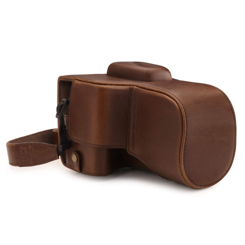  [AUSTRALIA] - MegaGear MG1608 Ever Ready Leather Camera Case compatible with Canon EOS Rebel T7 (18-55mm), 2000D (18-55mm) - Dark Brown