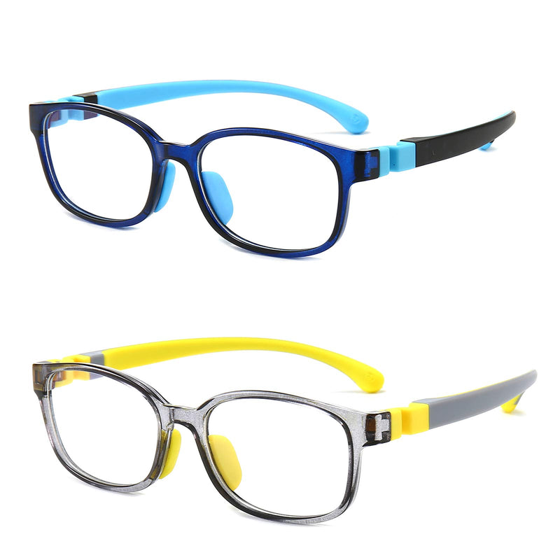 Blue Light Glasses,Kids Glasses,Blue Light Glasses for Kids 3-12 Transparent Grey Yellow+deep Blue - LeoForward Australia