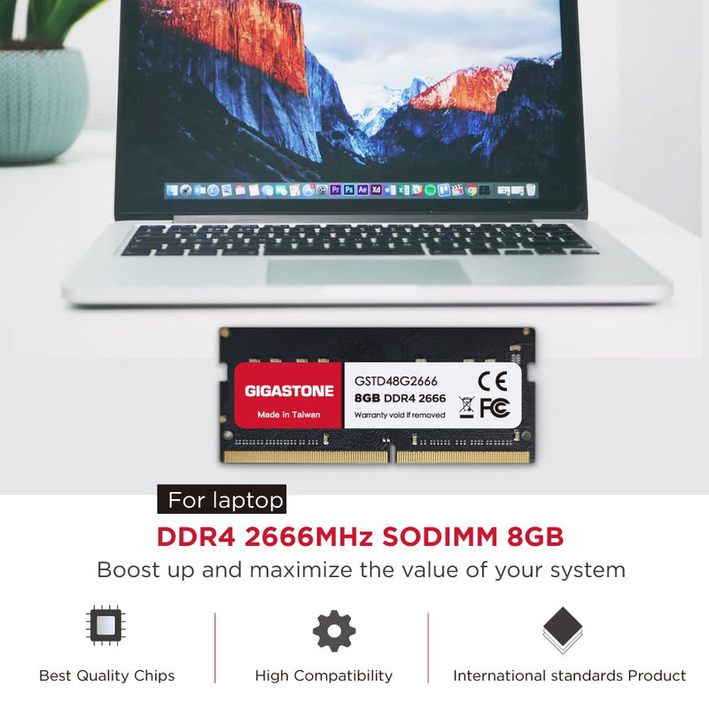  [AUSTRALIA] - 【DDR4 RAM】 Gigastone 8GB RAM DDR4 8GB DDR4-2666MHz PC4-21300 CL19 1.2V SODIMM 260 Pin Unbuffered Non ECC for Notebook Laptop Memory Module Ram Upgrade (Laptop ONLY)