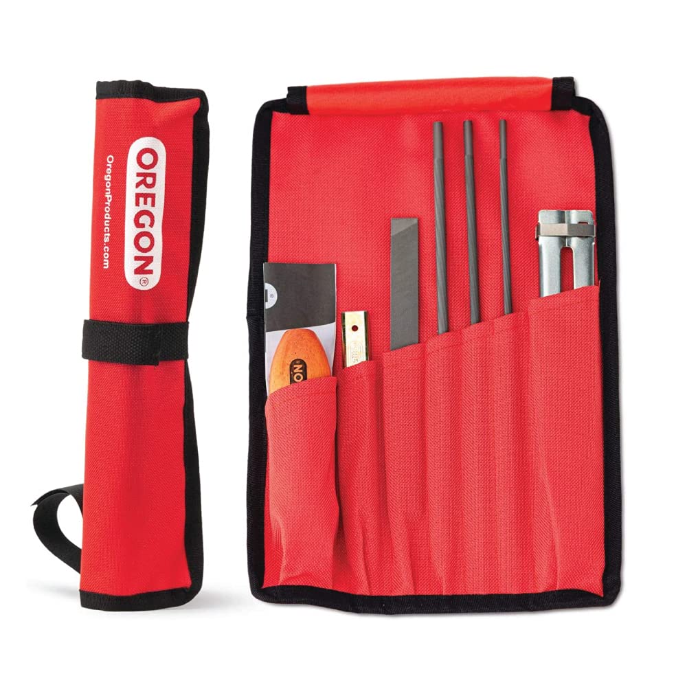  [AUSTRALIA] - Oregon Universal Chainsaw Field Sharpening Kit - Includes 5/32-Inch, 3/16-Inch, and 7/32-Inch Round Files, 6-Inch Flat File, Handle, Filing Guide, and Travel Pouch (617067)