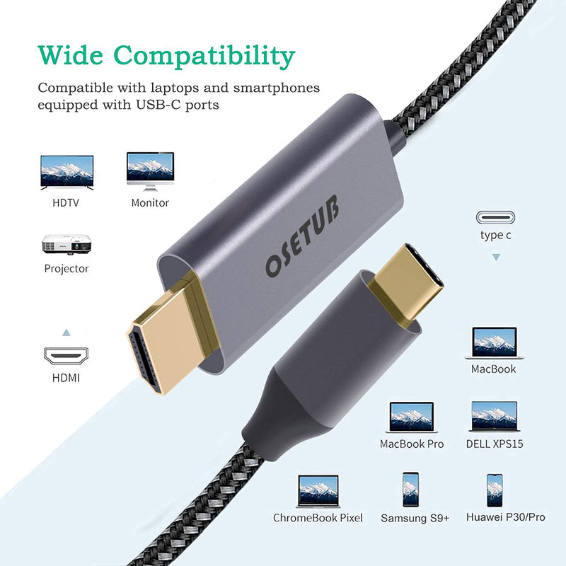  [AUSTRALIA] - USB C to HDMI Cable 4K, 10ft USB Type C to HDMI Cable Adapter High Speed Braided Cord Connect Laptop and Phone to TV Compatible with 2020 MacBook Pro/Air, iPad Pro 2020, LG, Dell XPS 13/15 and More 10ft/3m