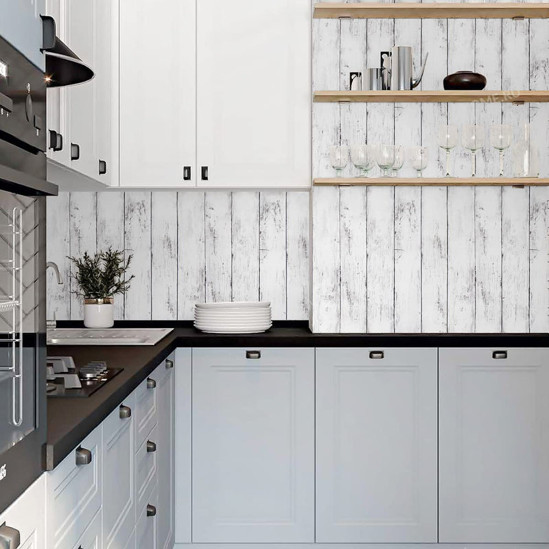  [AUSTRALIA] - Grey White Wood Wallpaper Wood Peel and Stick Wallpaper 17.7inchx118.1inch Wood Plank Wallpaper Faux Wood Contact Paper Grey White Shiplap Wallpaper Wood Self Adhesive Removable Wall Paper Vinyl 17.7inchx118.1inch≈14.5sq.ft