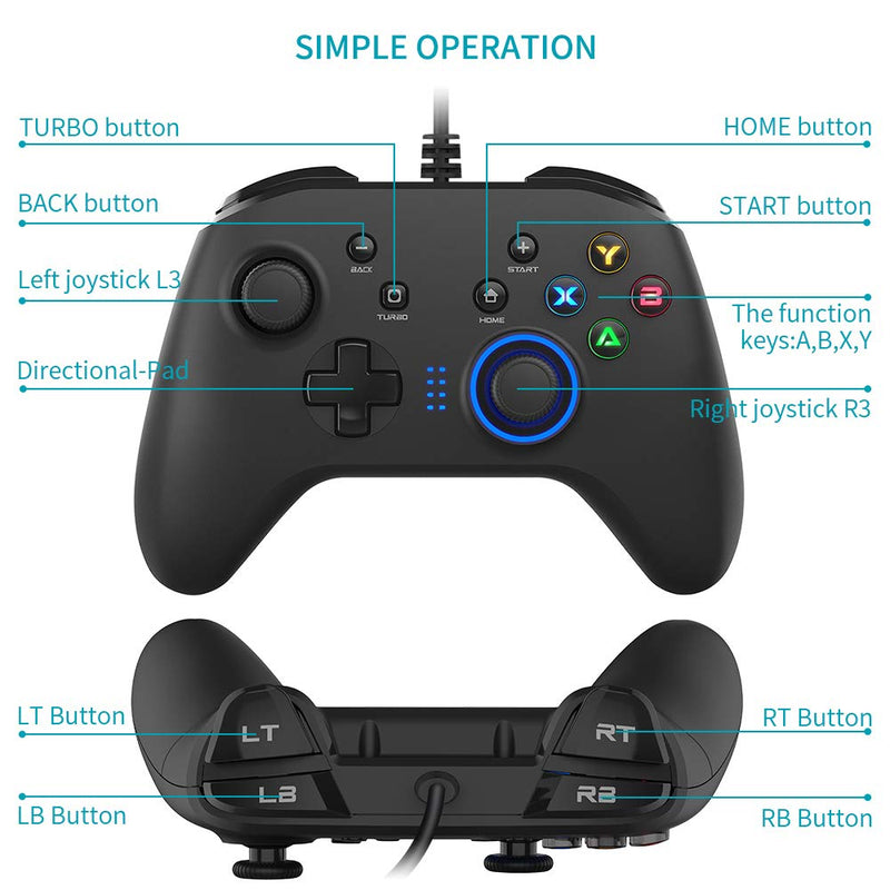  [AUSTRALIA] - Wired Gaming Controller, Joystick Gamepad with Dual Vibration, PC Game Controller for PS3 Switch Windows 10 8 7 PC Laptop TV Box Android Phones